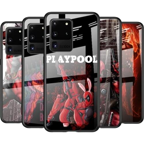 Tempered Glass Cover Fashion Marvel Deadpool For Samsung Galaxy S21 Ultra Plus 5G M51 M31 M21 Shockproof Shell Phone Case