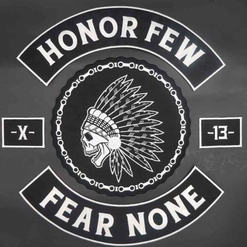 HONOR FEW FEAR NONE Large Size Embroidered Motorcycle Biker Patches Clothes Stickers Apparel Accessories Badge