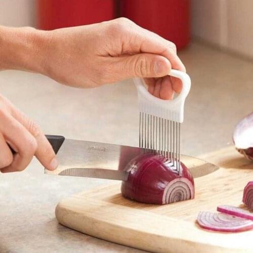 New2019 Shrendders & Slicers Tomato Onion Vegetables Slicer Cutting Aid Holder Guide Slicing Cutter Safe Fork