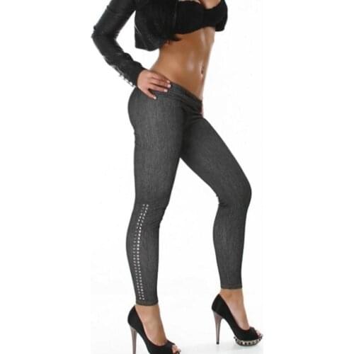 New Arrival Sexy Jeans Style With Sliver Trim Leggings Top Quality Black Leather Leggings