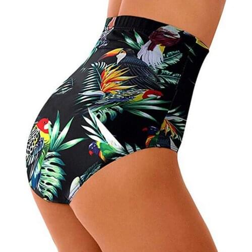 New High Waist Bikini Shorts Plus Size Women Swimwear Pants Flower Sexy Bathing Suit Women Swimming Bikini Bottoms