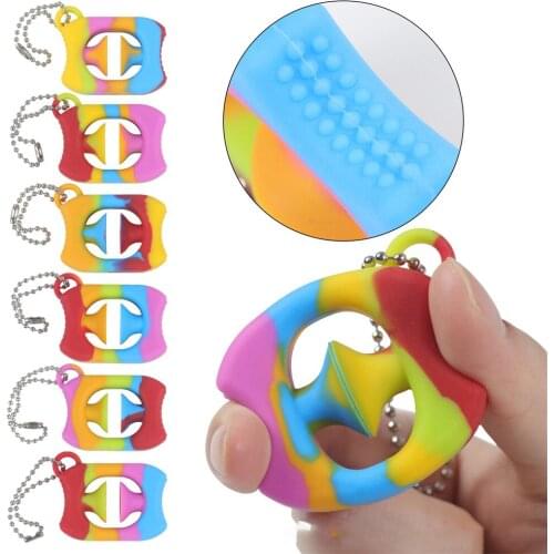 New Design Mini Rainbow Popper Noise Maker Grab Hand Finger Grip Snap Keychain Sensory Fidget Toys