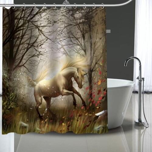 Custom High Quality Horse Shower Curtains Bath Products Bathroom Decor Waterproof Polyester With 12 Pcs Hooks