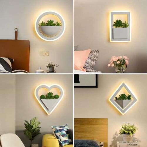 Simple modern bedroom bedside wall lamp Nordic creative living room aisle corridor cloakroom led decorative art plant wall lamp