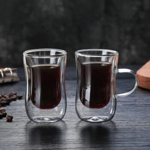 Transparent Glass Coffee Cup Milk Whiskey Tea Beer Double Creative Heat-resistant Healthy Environmental Protection Glass B200131