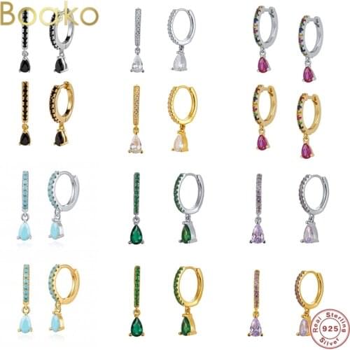 Luxury Bling Charm Fine Jewelry Accessories 100% 925 Sterling Silver Hanging Hoop Earrings For Woman Party Engagement Gift