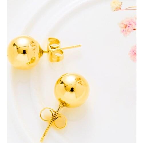 6MM/8MM/10MM Gold Color Small Bead Earrings New for Women/Girls Arab Round Ball Earring Ethiopian Jewelry,Nigeria,Congo