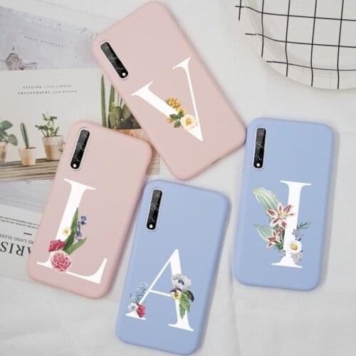 Letter Silicone Case For Huawei P Smart S Case Cover TPU Matte Purple Pink For Huawei Y8P 2020 P Smart S Soft Funda