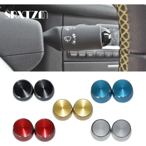 2Pcs Steel Dial Lamp Switch Cover for Benz Smart Fortwo 451 2009-2014 Car Wiper Gear Cap Decorative Car Styling Silver