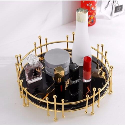 Modern Crown Round Bathroom Storage Rack Dresser Metal Ceramic Jewelry Cosmetics Storage Rack Small Objects Tray Home Decoration