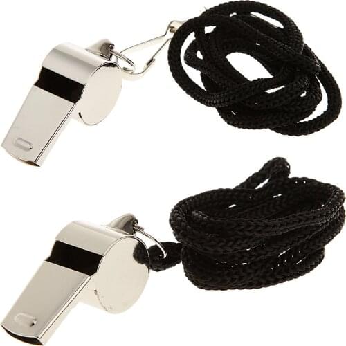 Metal Referee Whistle with Black Lanyard for Training Emergency Survival Coaches Referee Sport Rugby Party Soccer Football Use