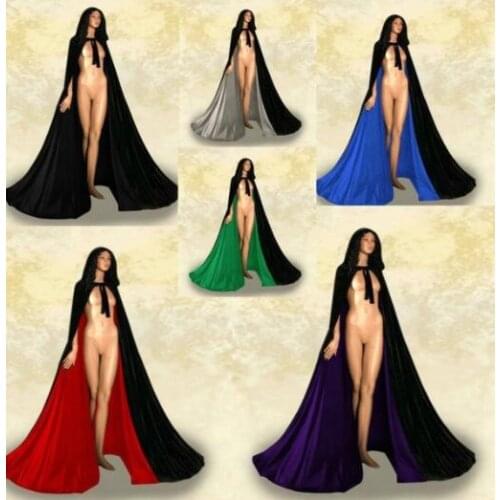 Warm Hooded Velvet Cloak Wicca Robe Medieval Hooded Vampire Cape Halloween Party Cloak Fashion Trend