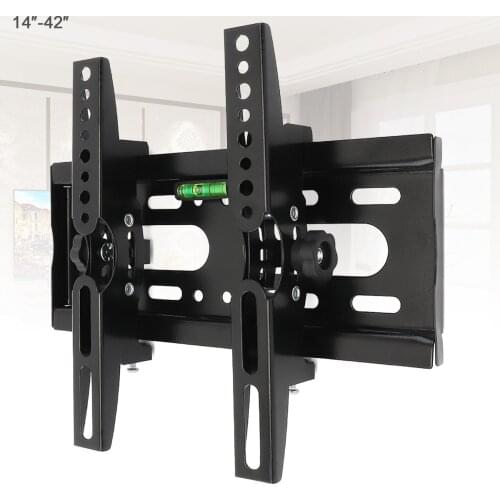 Universal 25KG Adjustable TV Wall Mount Bracket Flat Panel TV Frame Support 15° Tilt with Level for 14-42 Inch LCD LED Monitor