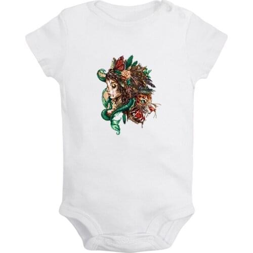 Fairy Tale Miko and Fierce Tiger Moon Angel Vintage Newborn Baby Girl Boys Clothes Short Sleeve Romper Outfits 100% Cotton