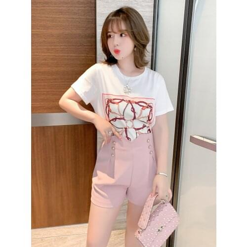 High quality The new round collar printed breathable loose t-shirts summer