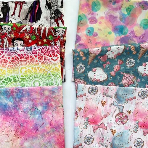 Animals Unicorn Lollipop Polyester Cotton Fabric Patchwork Sewing Material Diy girl baby Lolita shirt skirt Pillow curtain mask