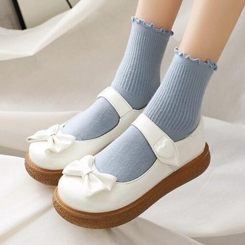 COOLULU Flats Mary Janes Shoes Woman Bow Flat Platform Shoes Sweet Round Toe Ladies Footwear Lolita Spring White Large Size 43