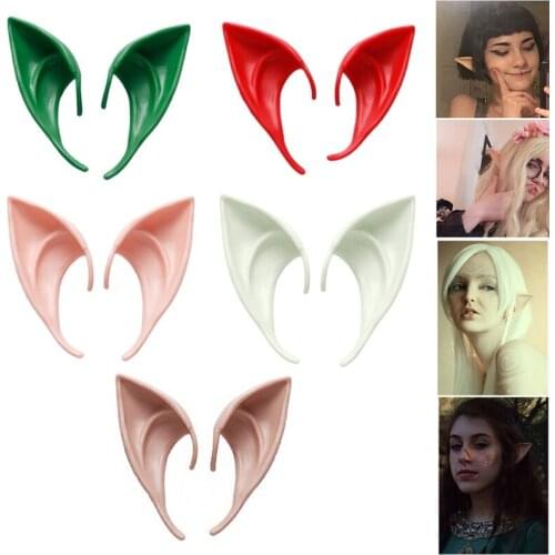 D7WF 1 Pair Mysterious Angel Elf Ears Latex Fake Ear Props Halloween Party Fairy Cosplay Costume Decor