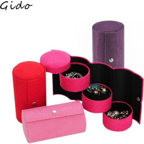1PC Rotating Jewelry Box Creative 3 Layer Function Outdoor Storage Box Round Choker Ring Organizer Holder Cylindrical Box Case