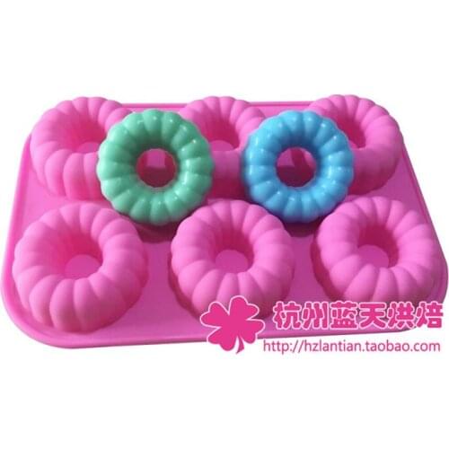 1pcs 6 hole Cake Mold/ Silicone Soap Chocolate mold doughnut kitchen tools