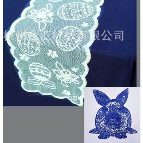13x72in Simple And Modern Easter Egg Lace Table Runner With Cute Bunny Placemat Set Home Decorations For Party