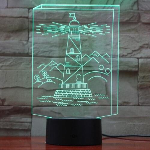 3D Led Lights Building Tower Shape 7 Colors Changing Baby Nightlight Indoor Decor USB Lighting Touch lamparas 795