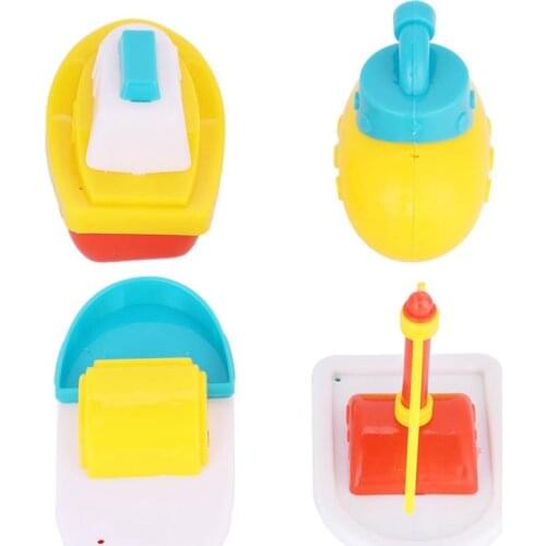 4 Pcs Bath Toys Bathtime Floating Little Boat Plastic Ship Model Bathtub Water Toys for Toddlers Kids Boys and Girls