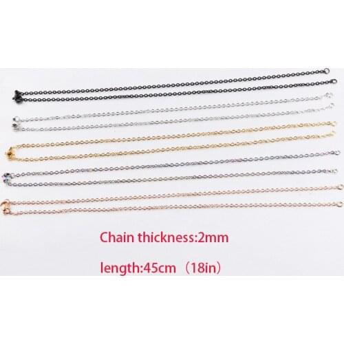 5pcs/lot 316L Stainless Steel 45cm 2mm Gold Link Rolo Chain Necklace for DIY Women Men Chain Necklace Jewelry Making Craft
