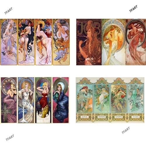 5D Diamond Inlaid Alphonse Mucha Retro Woman Art Diamond Painting DIY Diamond Embroidery Mosaic Diamond Inlay Art Paris