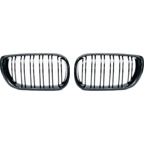 60% Hot Sale 1Pair Grilles Dual Line Perfect Fitment Gloss Black ABS 51132158542 Grill for BMW 3 Series E46 4-door 02-05