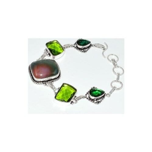 BloodStone & Peridots Bracelet , 22.5 cm, B3273