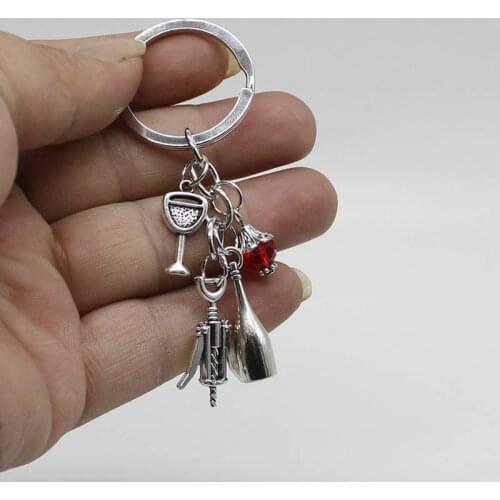 1 Wineglass Keychain Toast Jewelry Gift For Lovers Red Wine Corkscrew Red Charm Keychain