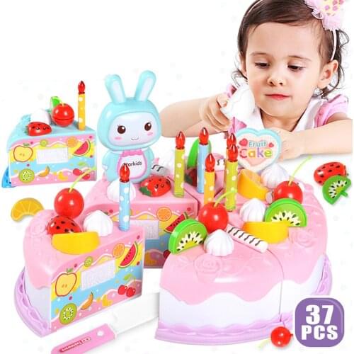 DIY Cake Toys Kitchen Food Pretend Play Fruit Cutting Birthday Cake Miniature Food Toys for Girls Children Gifts