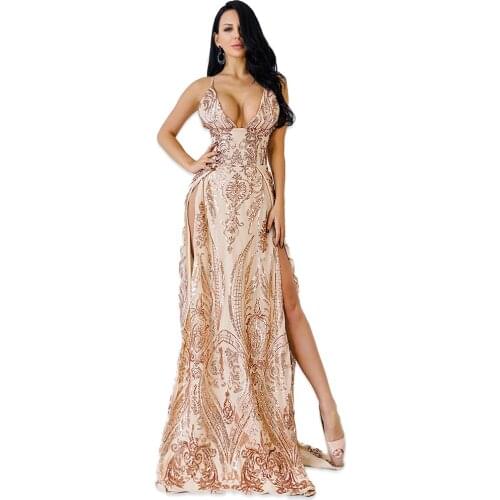 Perfect Gold Long Evening Dress Elegant Sleeveless Formal Prom Dress Robe De Soiree Party Women Dresses