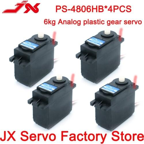 JX Servo 4PCS PS-4806HB 6KG Standard Plastic Servo Steering Gear Motor for RC Models Remote Control Parts accessory