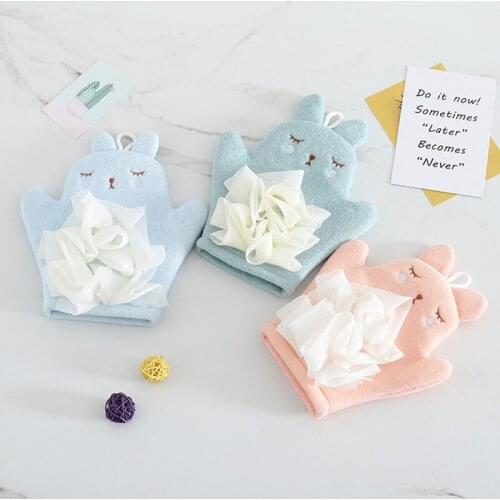 Cat Soft Cotton Baby Bath Shower Brush Kid Infant Cartoon Soft Bathing Exfoliating For Childrens Wash Clean Shower Massage