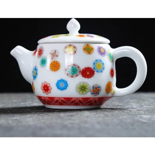 Creative Ceramic Teaware Set Hand-painted Teaware White Porcelain Teapot Pottery Teapot Gift Broken flowers