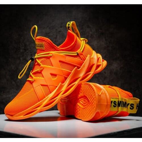 Summer Trendy Orange Men Sneakers 2021 Slip On Shoes Casual Breathable White Mesh Mens Designer Sneakers Outdoor Trainers Female