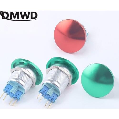 22mm Metal Aluminum Switch Mushroom Emergency Stop Push Button Waterproof Switch 1NO 1NC Momentary Latching Red Green