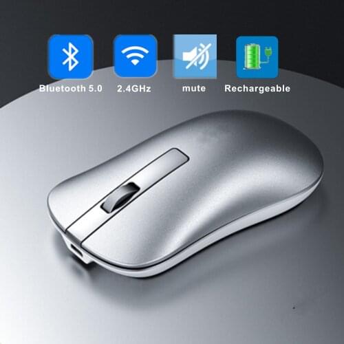 Wireless Bluetooth Mouse For PC Laptop Xiaomi Macbook Rechargeable Ergonomic Mause Ultra Thin Mute Dual Mode USB Air Gaming Mous