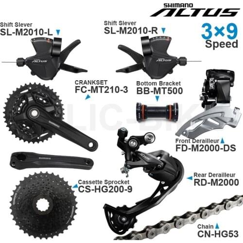 Shimano altus 3x9v Groupset with M2010 Shifter Chain M2000 Front/Rear Derailleur MT210 CRANKSET Cassette Sprocket BB ORIGINAL