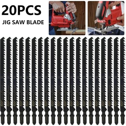 20Pcs/Set Jig Saw Blade Jigsaw Blades Set Metal Wood Assorted Blades Woodworking T344D Power Tool Accessories HCS Jig Saw Knife