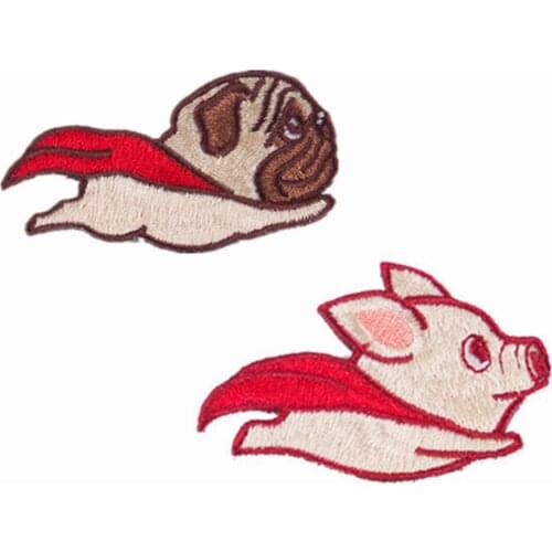Fly Dog Fly Pig Embroidered Sew On Iron On Patch Badge Clothes Fabric DIY Craft