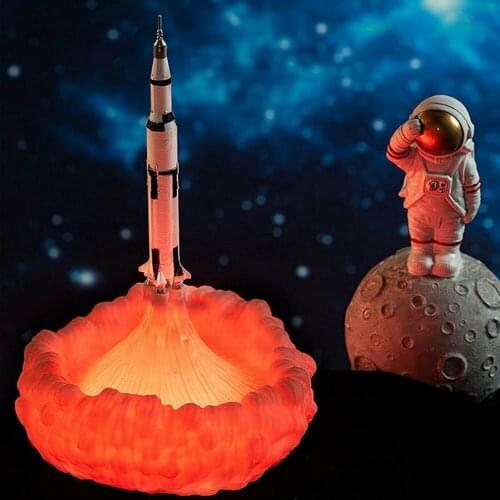 2021 Newest Unique Design 3D Print Rocket Night Light LED Desk Lamp Space Shuttle Artwork For Home Decoration Gift