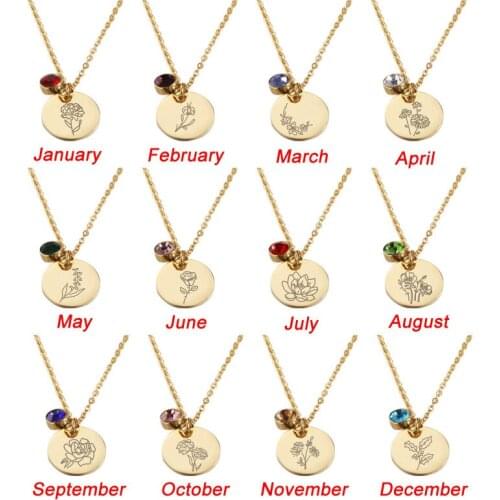 Birth Flower Necklace, Dainty Birthstone Necklaces, Personalized Flower Necklace, Birthday Gifts for Her, Gifts for Mother