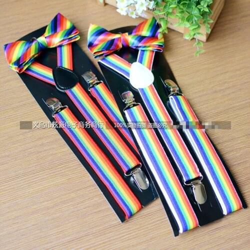 Men And Women Rainbow Striped Suspender Universal Tie Strap Jacket Adult Shirt Holder wholesale 10pcs/lot