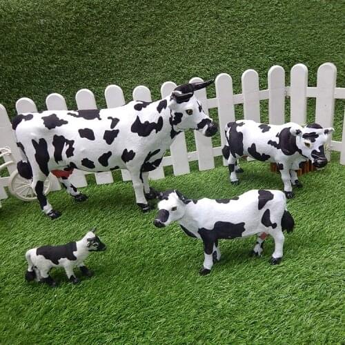 Polyethylene&furs cow model one lot/4 pieces stage prop,home decoration Xmas gift w1288