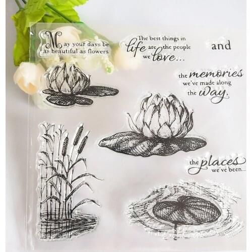 Water Lotus Transparent Clear Stamp/Seal for DIY Scrapbooking / Photo Album Decorative Silicone Stamps Sheets