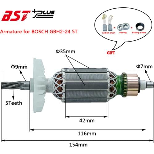 AC220V-240V ROTOR/ARMATURE SUITABLE FOR BOSCH GBH2-24 HAMMER 5TEETH