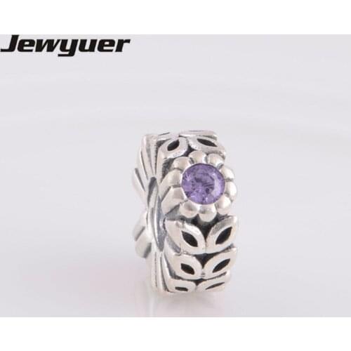 Silver Sparkling Forest Flower charms 925 Sterling Silver fine jewelry Fit bead Charm Bracelet DIY for women Memnon SP019